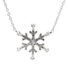 Silberkette mit festem Schneeflockenornament mit Zirkonen