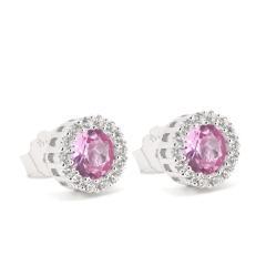 Ohrringe mit rosa Saphir und Zirkonia