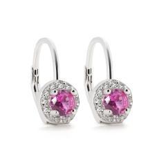 Silberohrringe mit rosa Saphir und Zirkonia