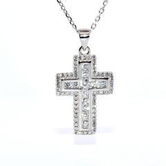 Silberner Kreuz-Anhänger mit Zirkonen