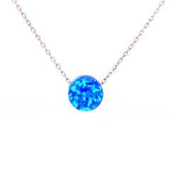 Silberne Kreiskette mit blauem Opal