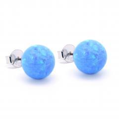 Silberohrringe mit blauem Opal 9mm
