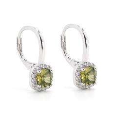 Silberne Ohrringe mit Chrysolith und Zirkonen